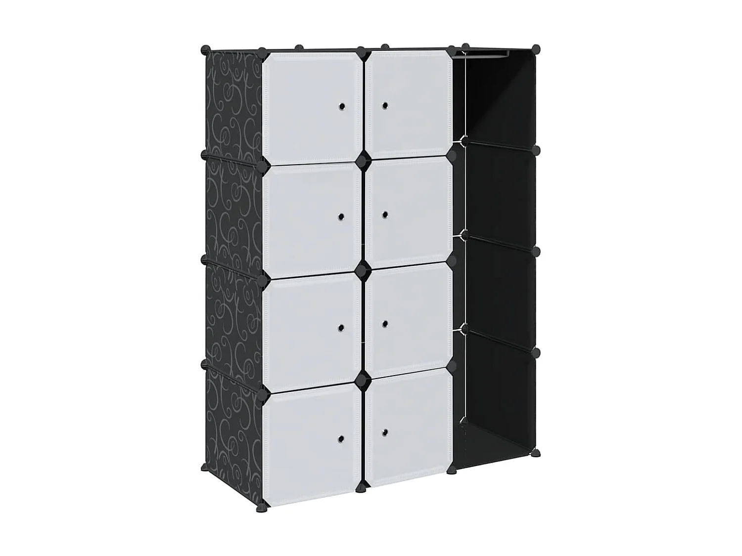 Armario modular 9 compartimentos negro y blanco 109x36,5x143 cm