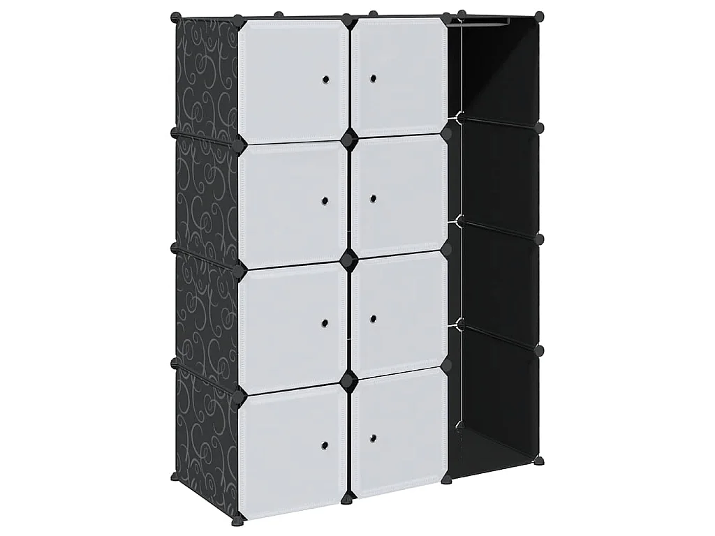 Armário plástico modular 9 gavetas 109x36,5x143 cm preto branco