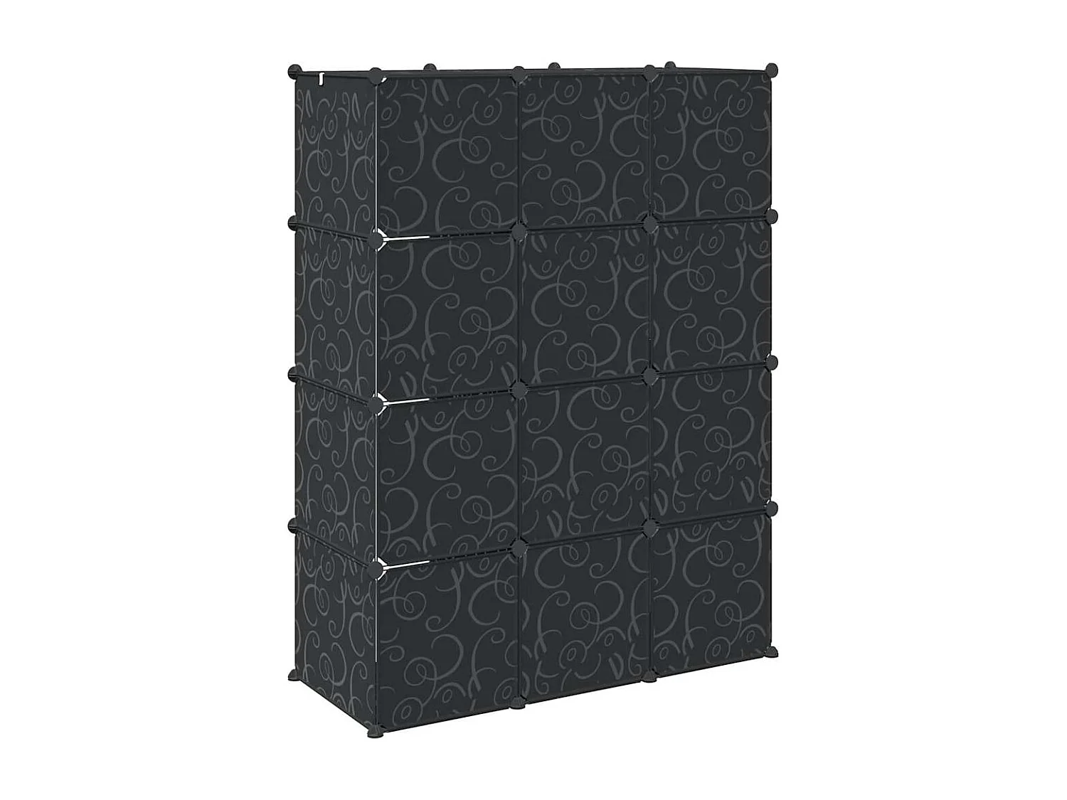Armário plástico modular 9 gavetas 109x36,5x143 cm preto branco