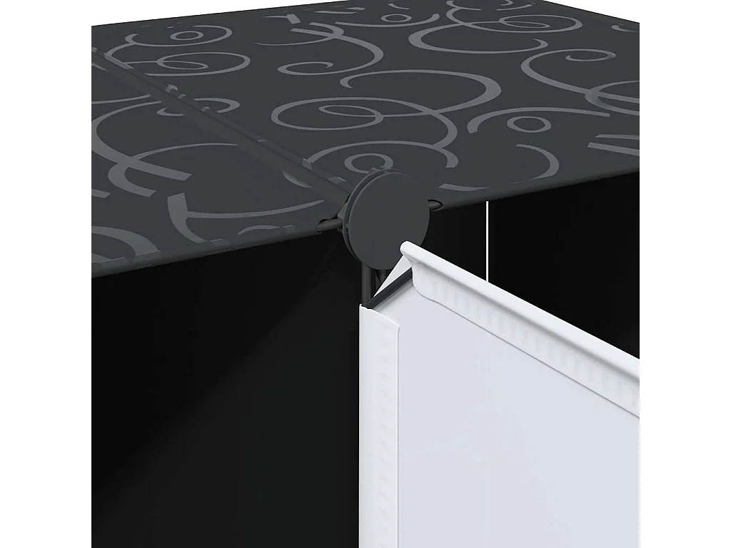 Armário plástico modular 9 gavetas 109x36,5x143 cm preto branco