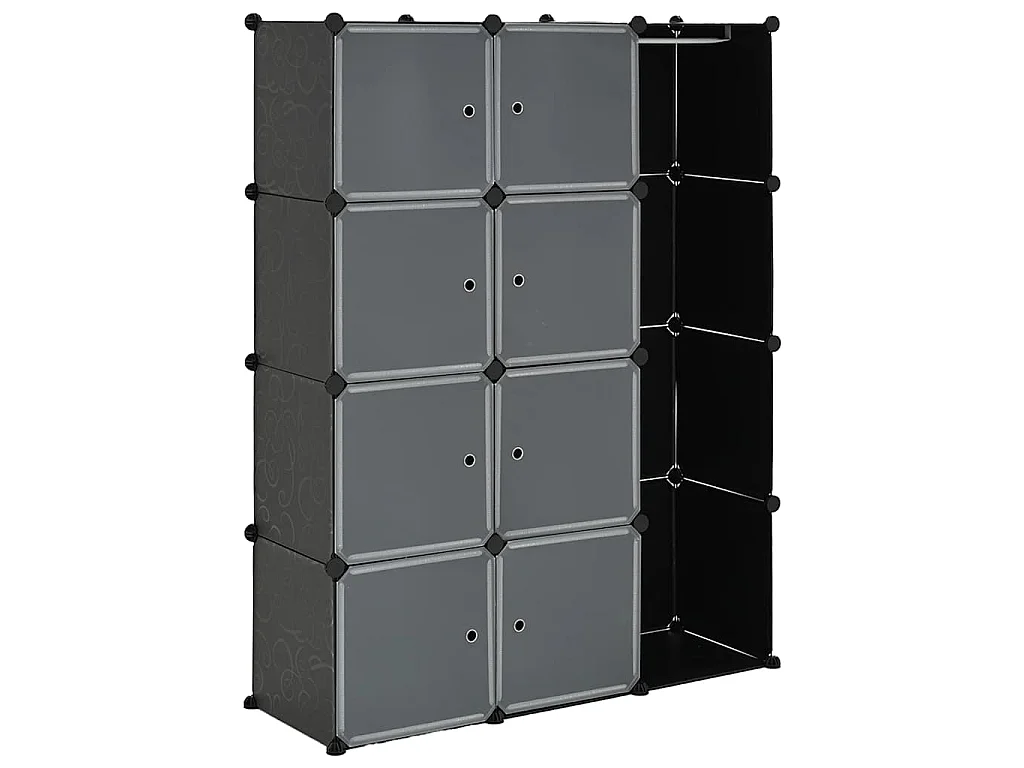 Armoire modulaire 9 compartiments noir et blanc 109x36,5x143 cm