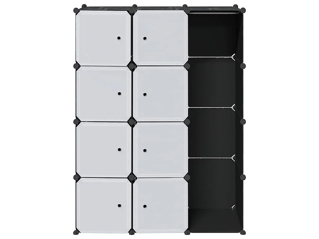 Armoire modulaire 9 compartiments noir et blanc 109x36,5x143 cm
