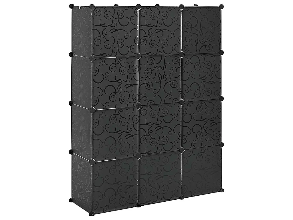 Armoire modulaire 9 compartiments noir et blanc 109x36,5x143 cm