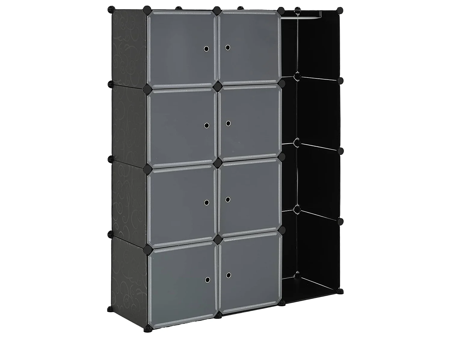 Armário plástico modular 9 gavetas 109x36,5x143 cm preto branco