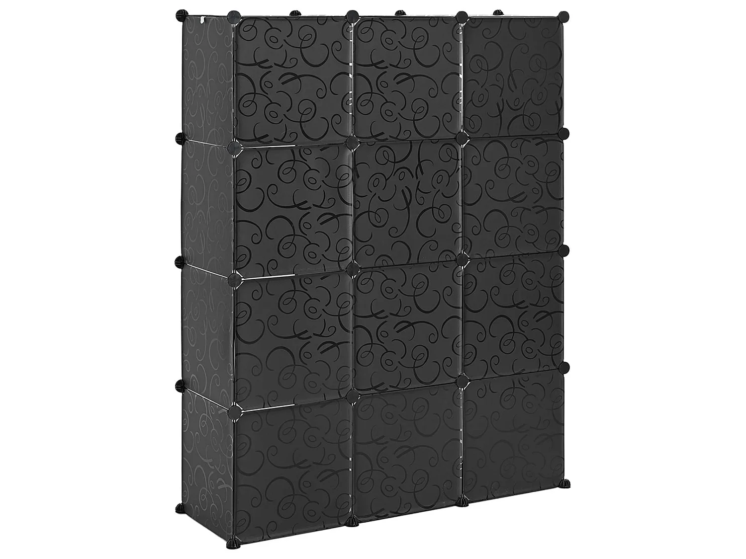 Armário plástico modular 9 gavetas 109x36,5x143 cm preto branco