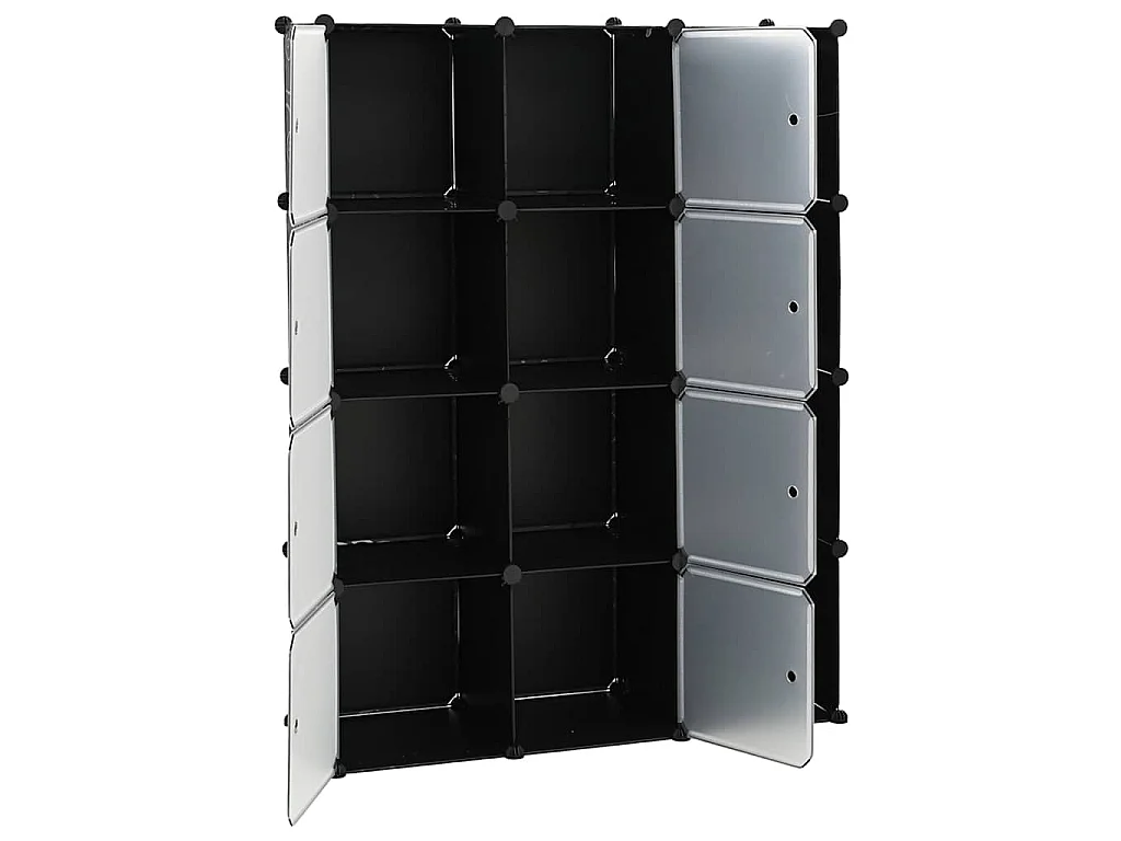 Modularer Schrank mit 9 Fächern 109x36,5x143cm Schwarz und Weiß