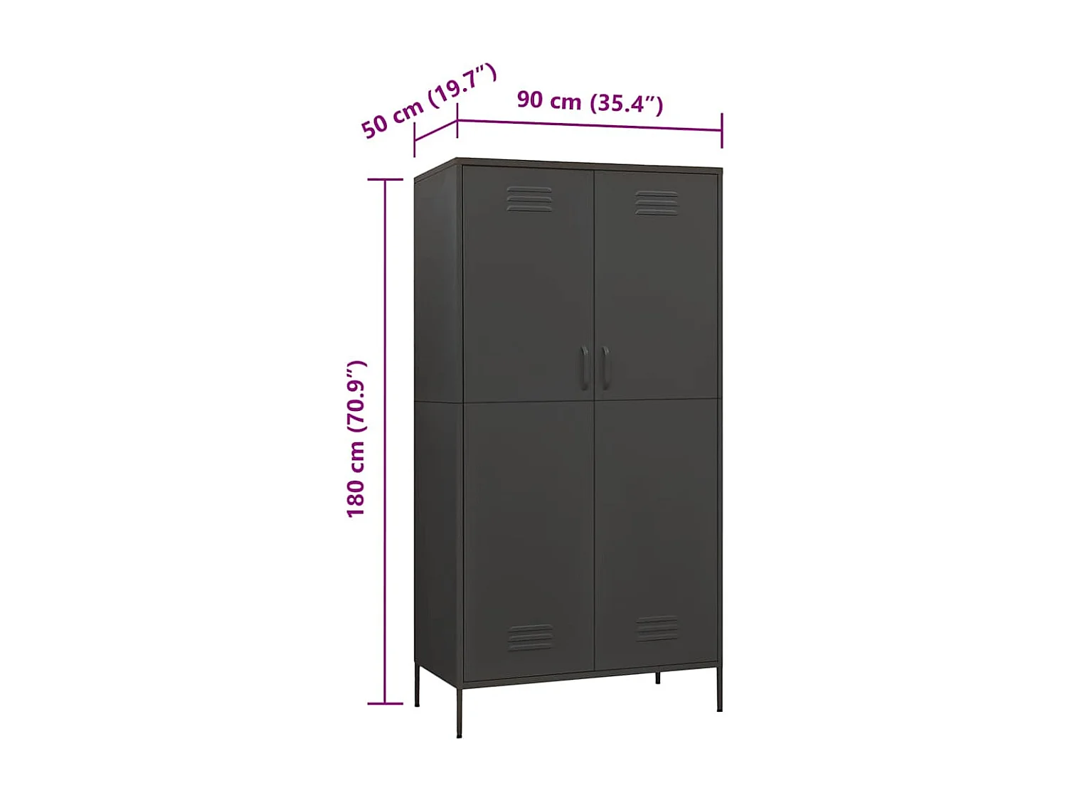 Garde-robe Anthracite 90x50x180 cm Acier