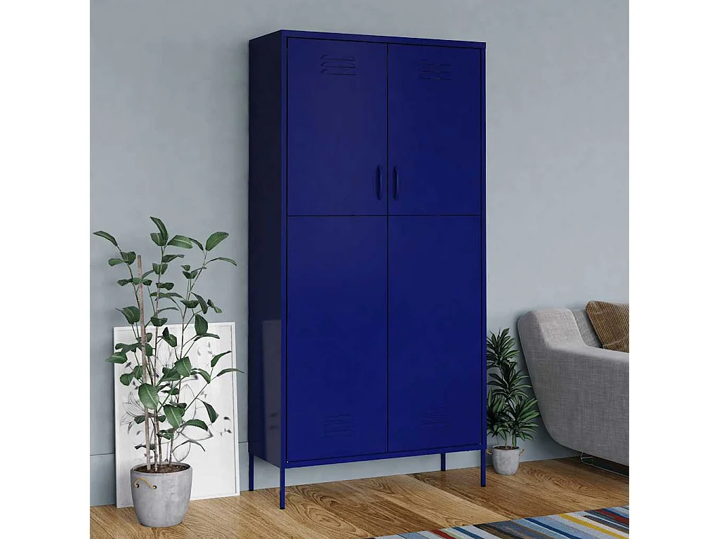 Kledingkast 90x50x180 cm staal marineblauw