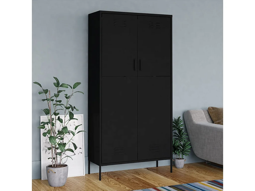 Garde-robe Noir 90x50x180 cm Acier