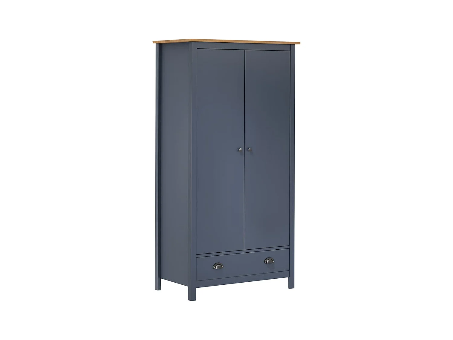 Garde-robe à 2 portes Hill Gris 89x50x170cm Bois de pin solide