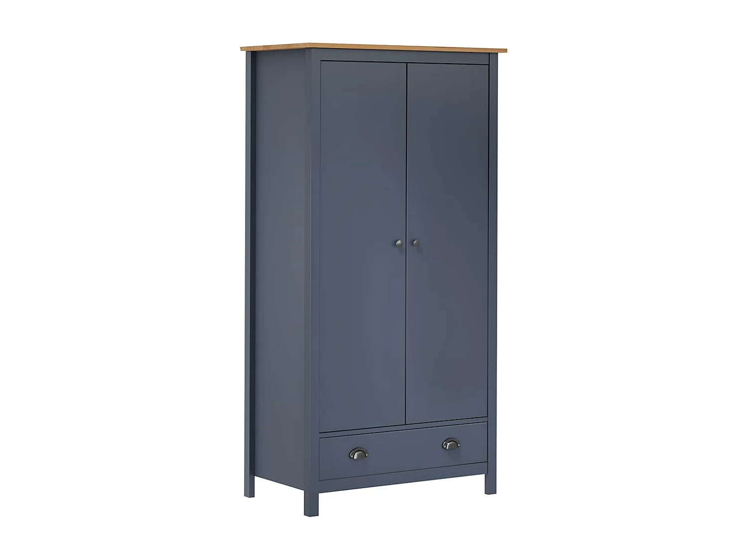 Armadio a 2 Ante Hill Grigio 89x50x170 cm in Legno di Pino