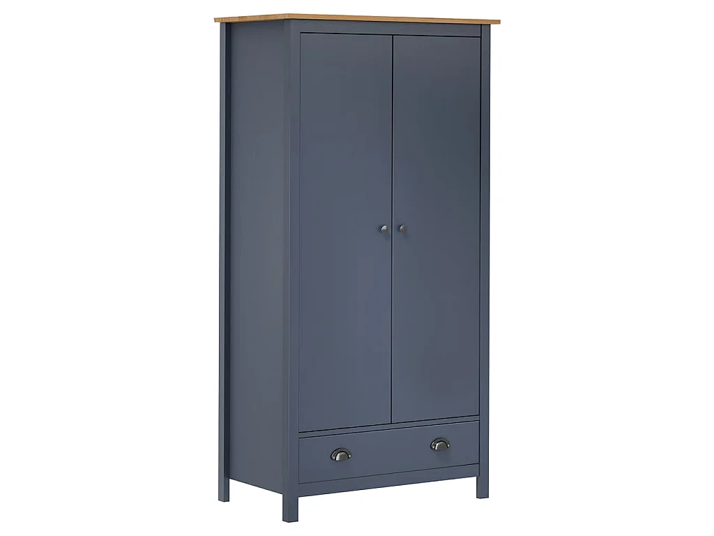 Armadio a 2 Ante Hill Grigio 89x50x170 cm in Legno di Pino