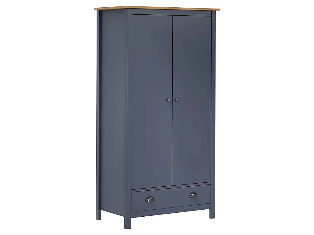 Armadio a 2 Ante Hill Grigio 89x50x170 cm in Legno di Pino