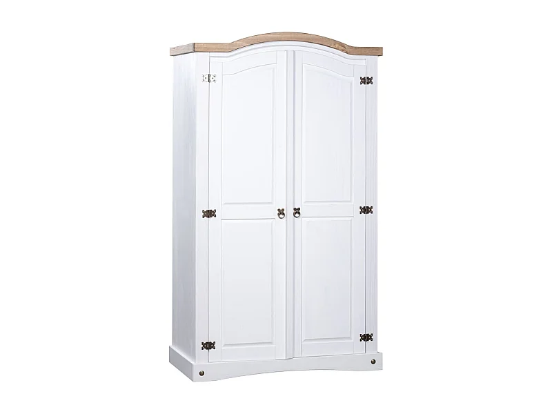 Kleiderschrank Mexiko-Stil Kiefernholz 2 Türen Weiß