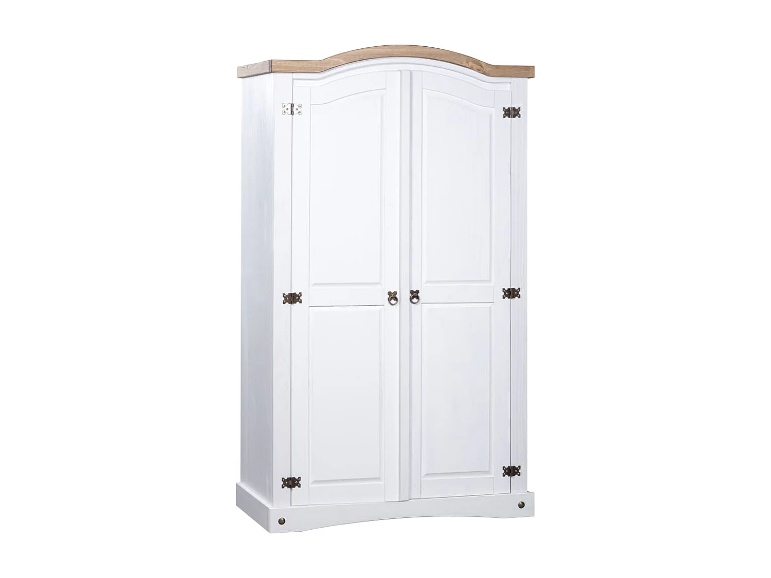 Kleiderschrank Mexiko-Stil Kiefernholz 2 Türen Weiß