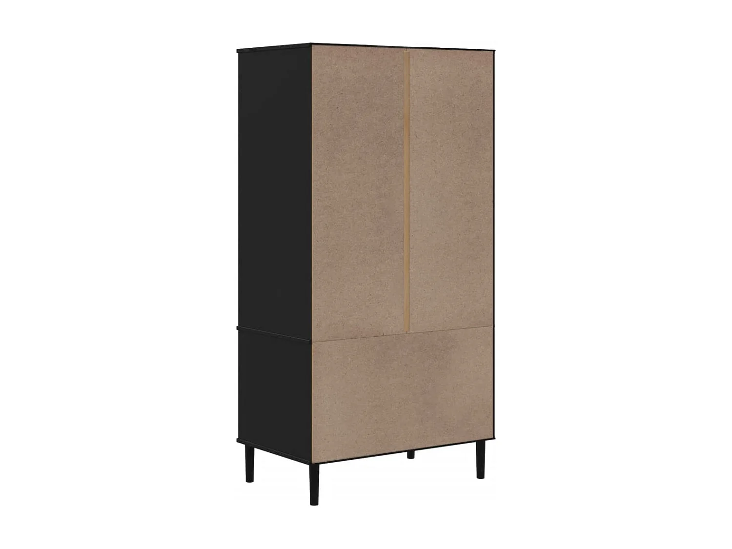 Roupeiro SENJA aspeto de vime 90x55x175 cm pinho maciço preto