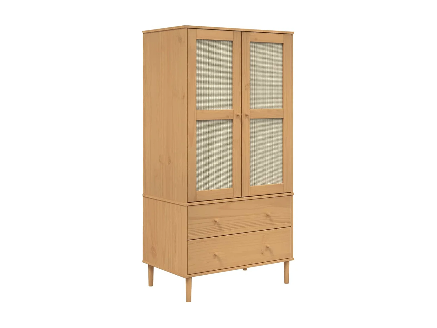 Kleiderschrank SENJA Rattan-Optik Braun 90x55x175cm Kiefernholz