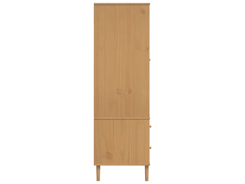Kleiderschrank SENJA Rattan-Optik Braun 90x55x175cm Kiefernholz