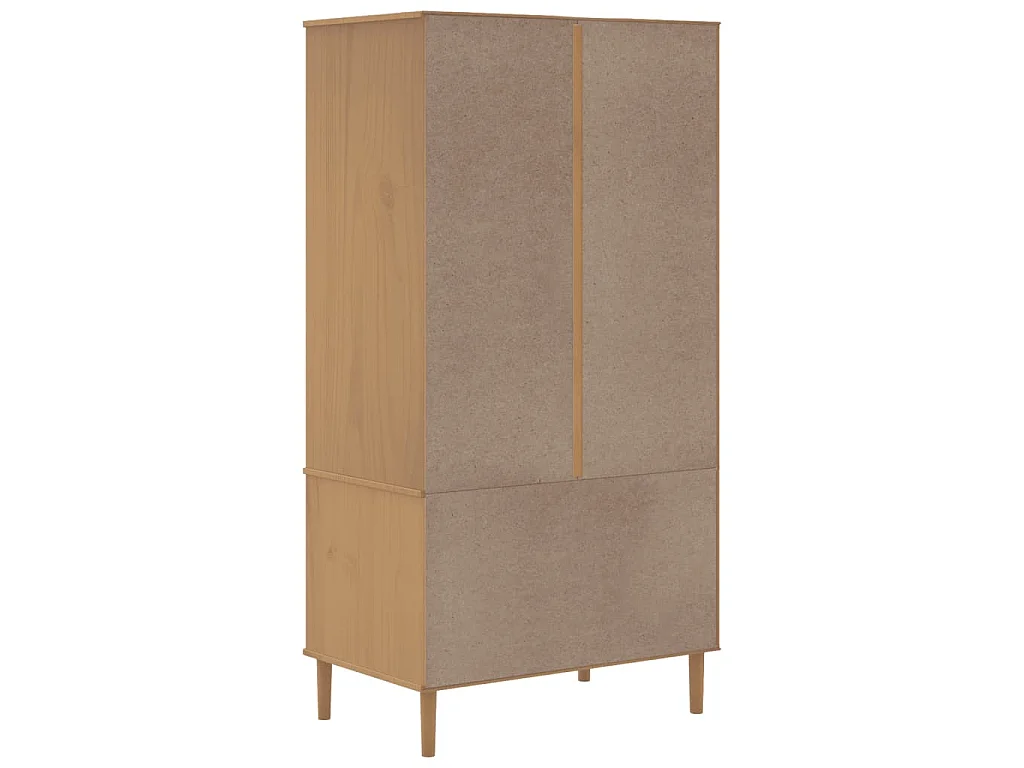 Garde-robe SENJA aspect rotin marron bois massif de pin