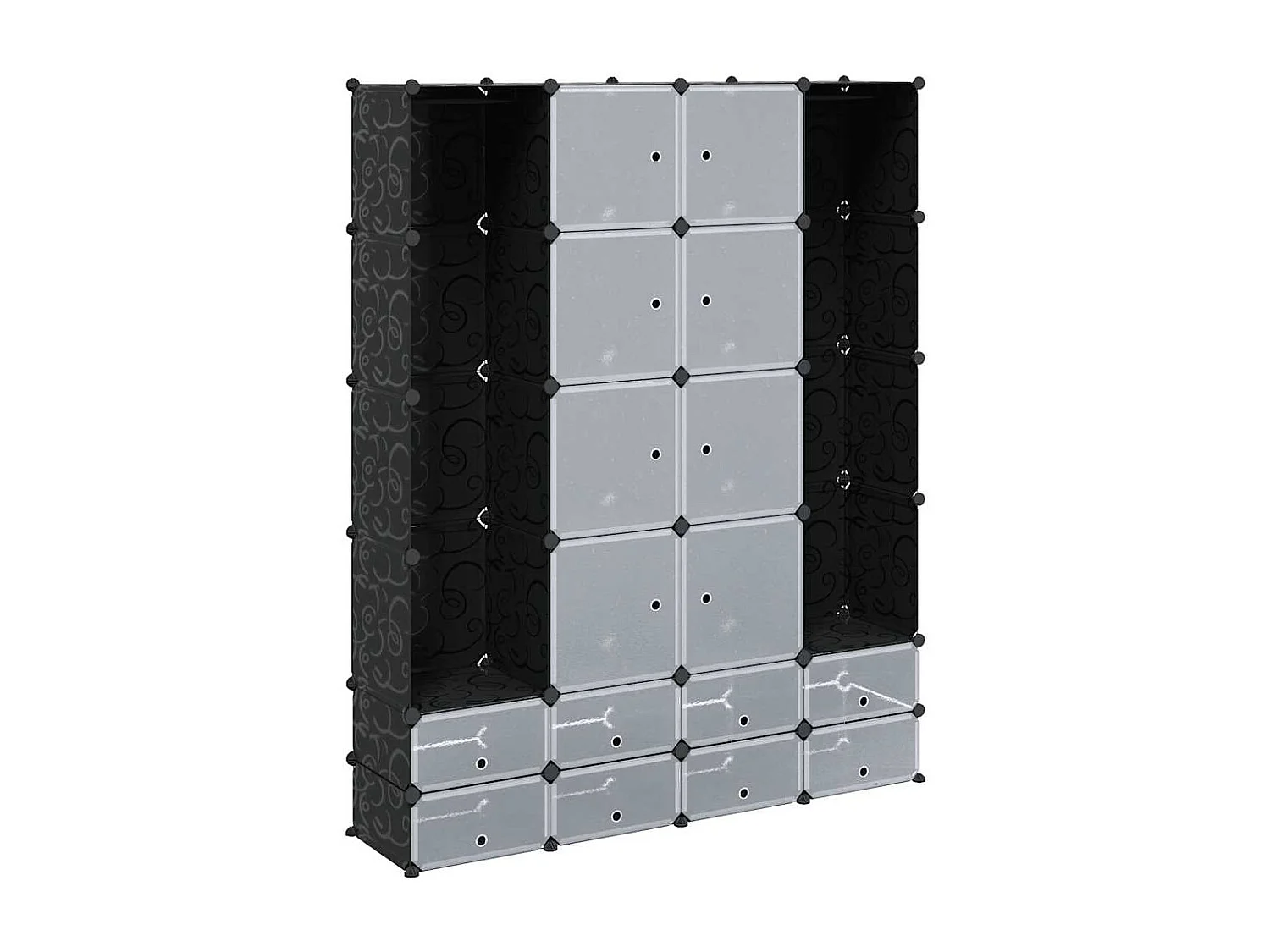 Modularer Schrank mit 18 Fächern schwarz/weiß 37x146x180,5cm