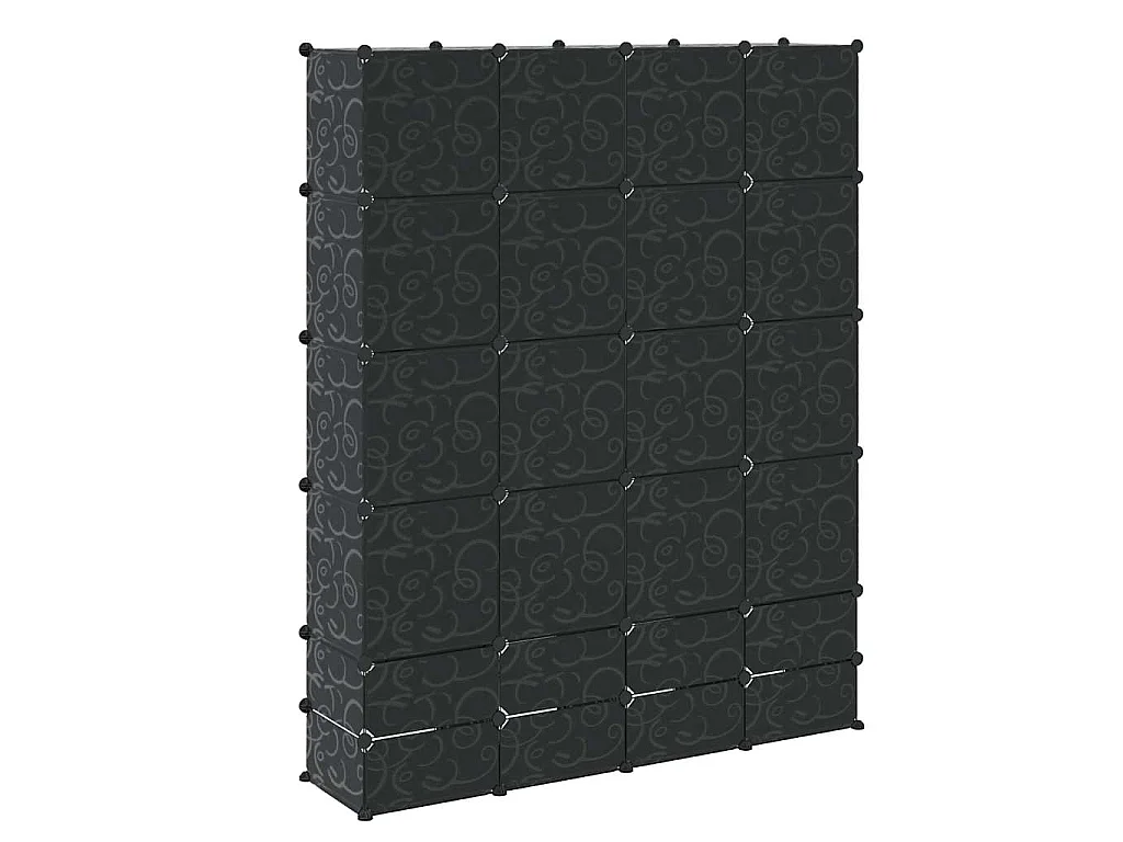 Armadietto Modulare 18 Scomparti Nero e Bianco 37x146x180,5 cm