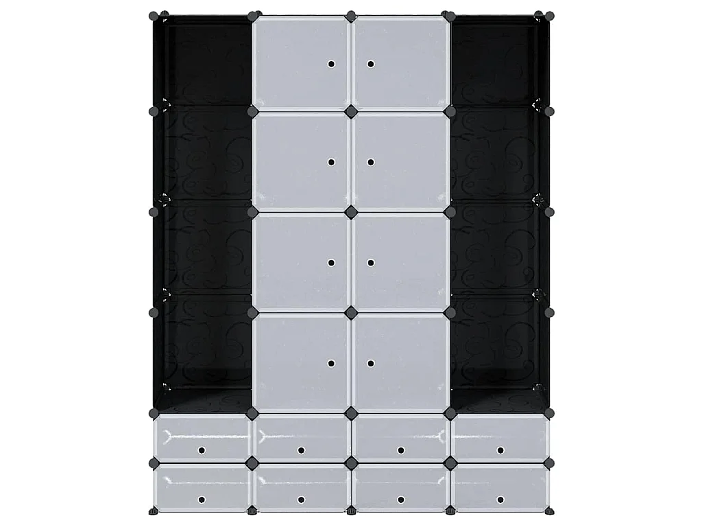 Armadietto Modulare 18 Scomparti Nero e Bianco 37x146x180,5 cm