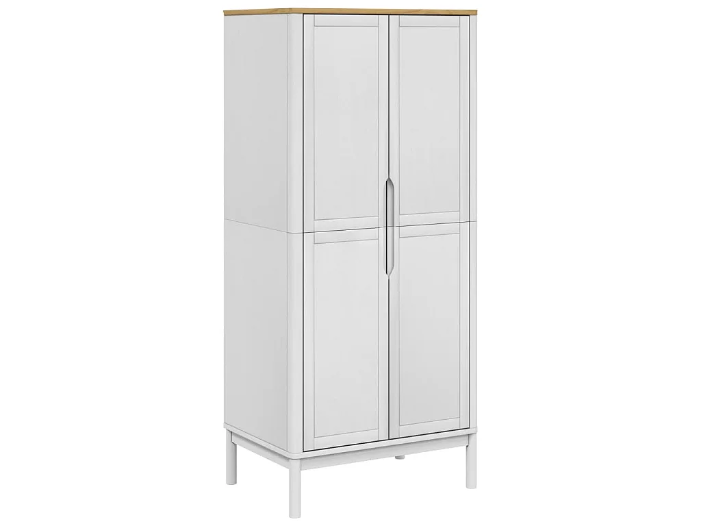 Armadio FLORO Bianco 77x53x171 cm in Legno Massello di Pino