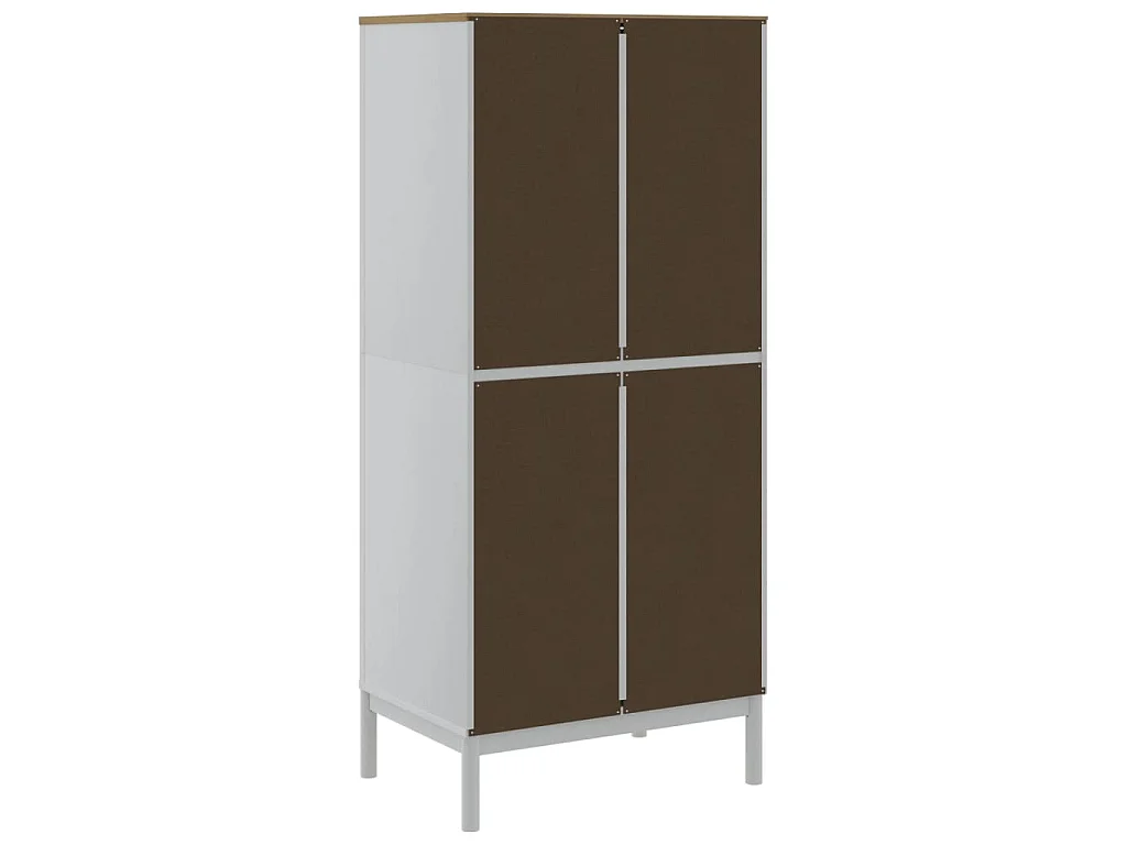 Armadio FLORO Bianco 77x53x171 cm in Legno Massello di Pino