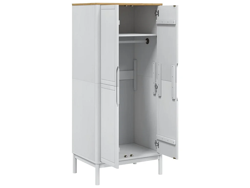 Armadio FLORO Bianco 77x53x171 cm in Legno Massello di Pino