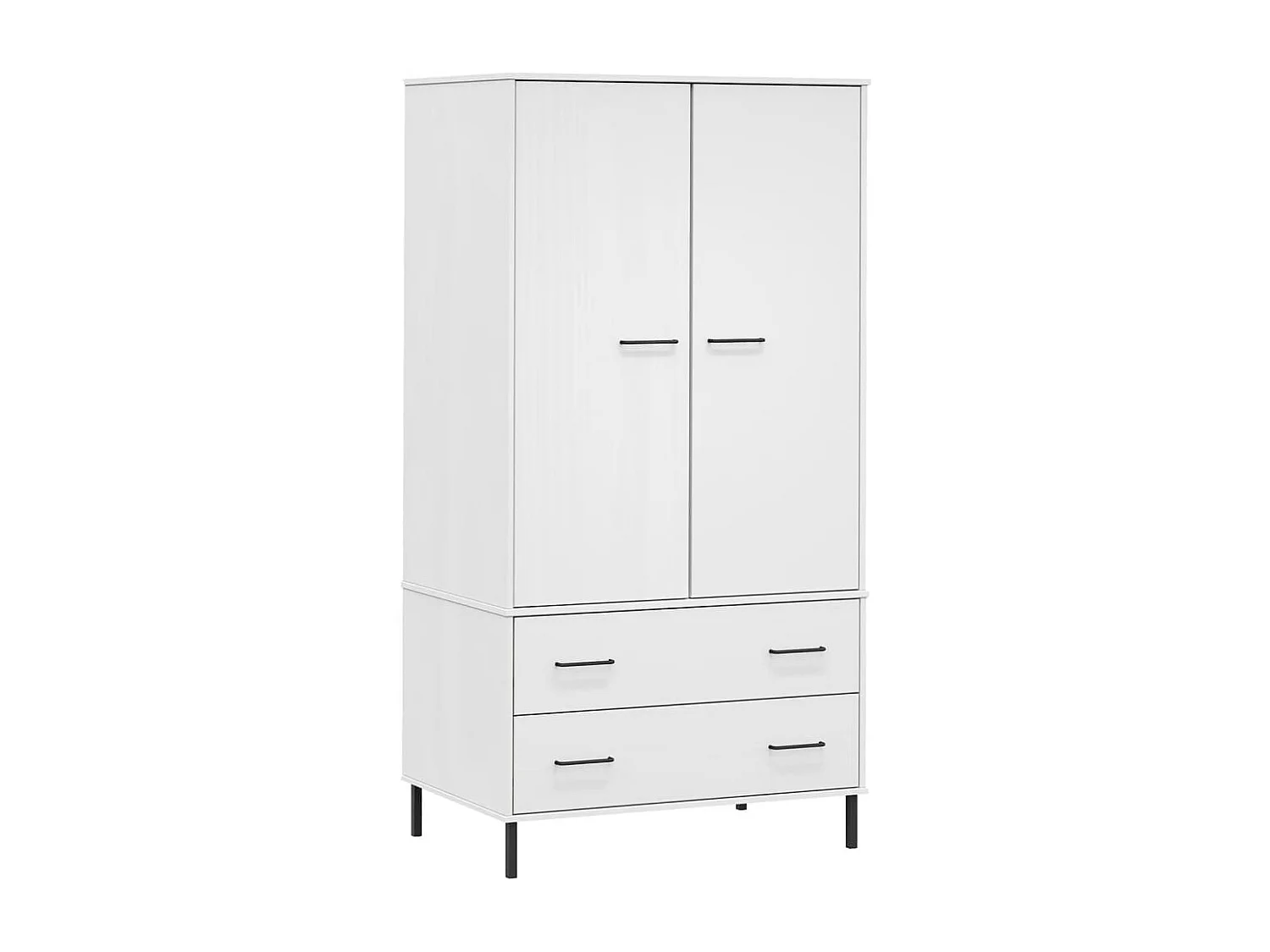 Armario patas de metal OSLO madera maciza blanco 90x55x172,5 cm