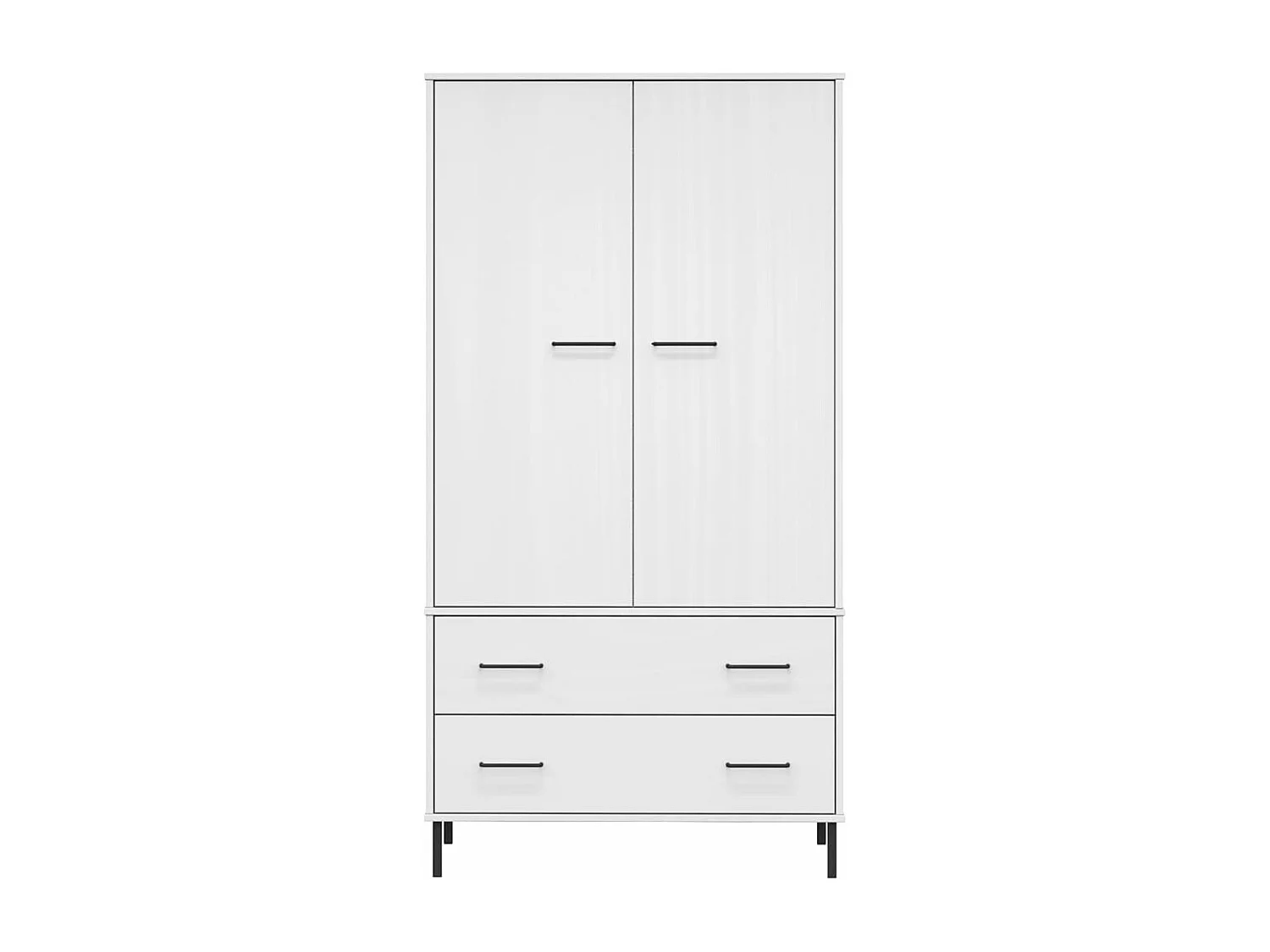 Armario patas de metal OSLO madera maciza blanco 90x55x172,5 cm