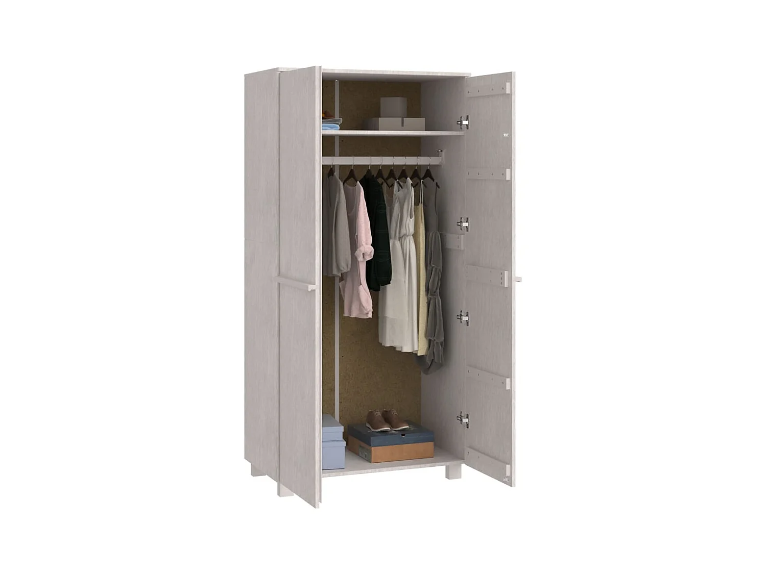 Kleiderschrank HAMAR Weiß 89x50x180 cm Massivholz Kiefer