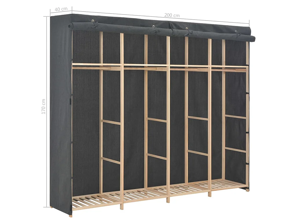 Kledingkast 200x40x170 cm stof grijs