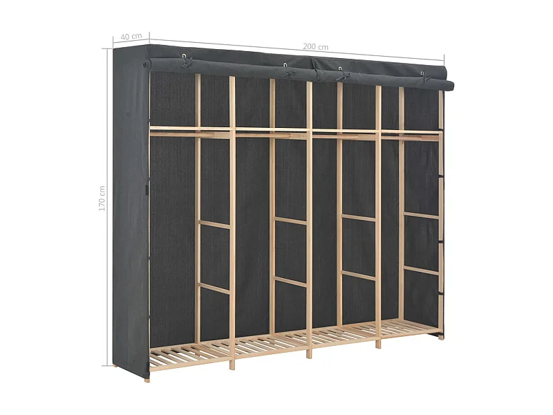 Garde-robe Gris 200 x 40 x 170 cm Tissu