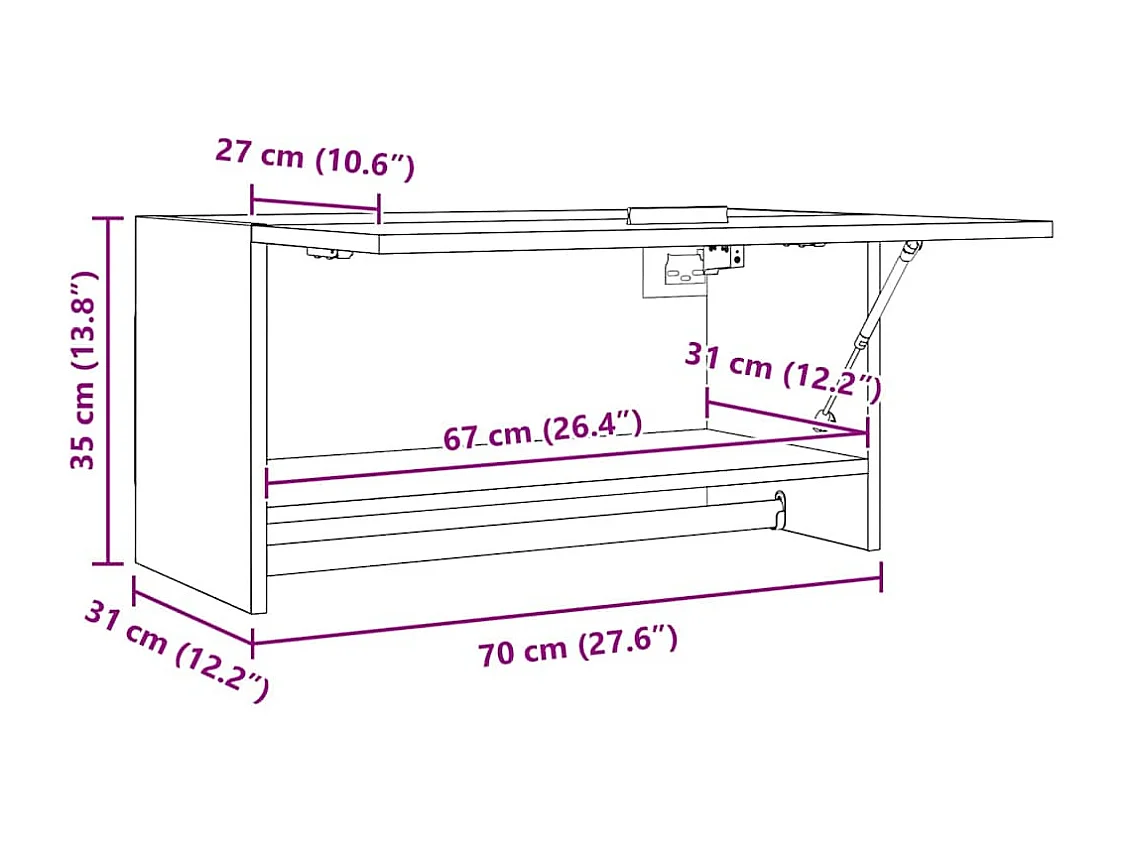 Kleiderschrank Betongrau 70x32,5x35cm Holzwerkstoff