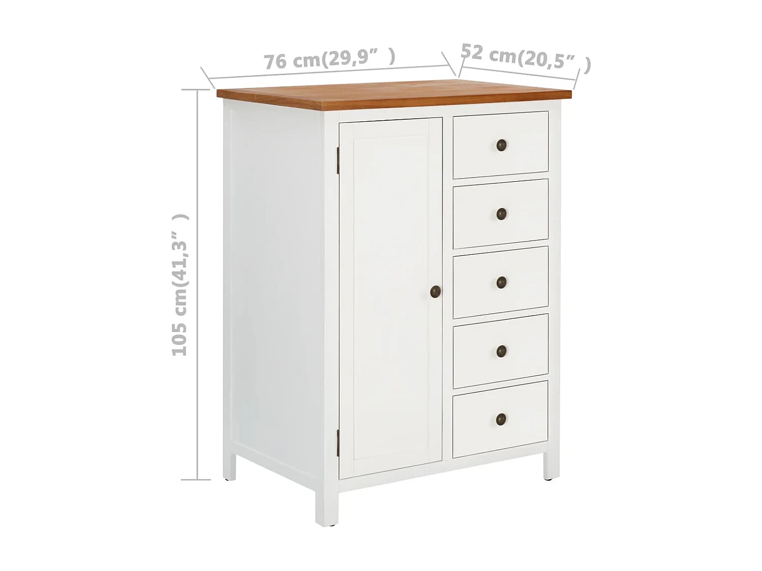 Kledingkast 76x52x105 cm massief eikenhout