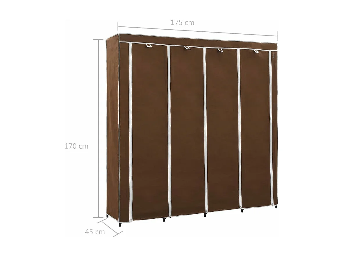 Guardaroba con 4 Scomparti Marrone 175x45x170 cm
