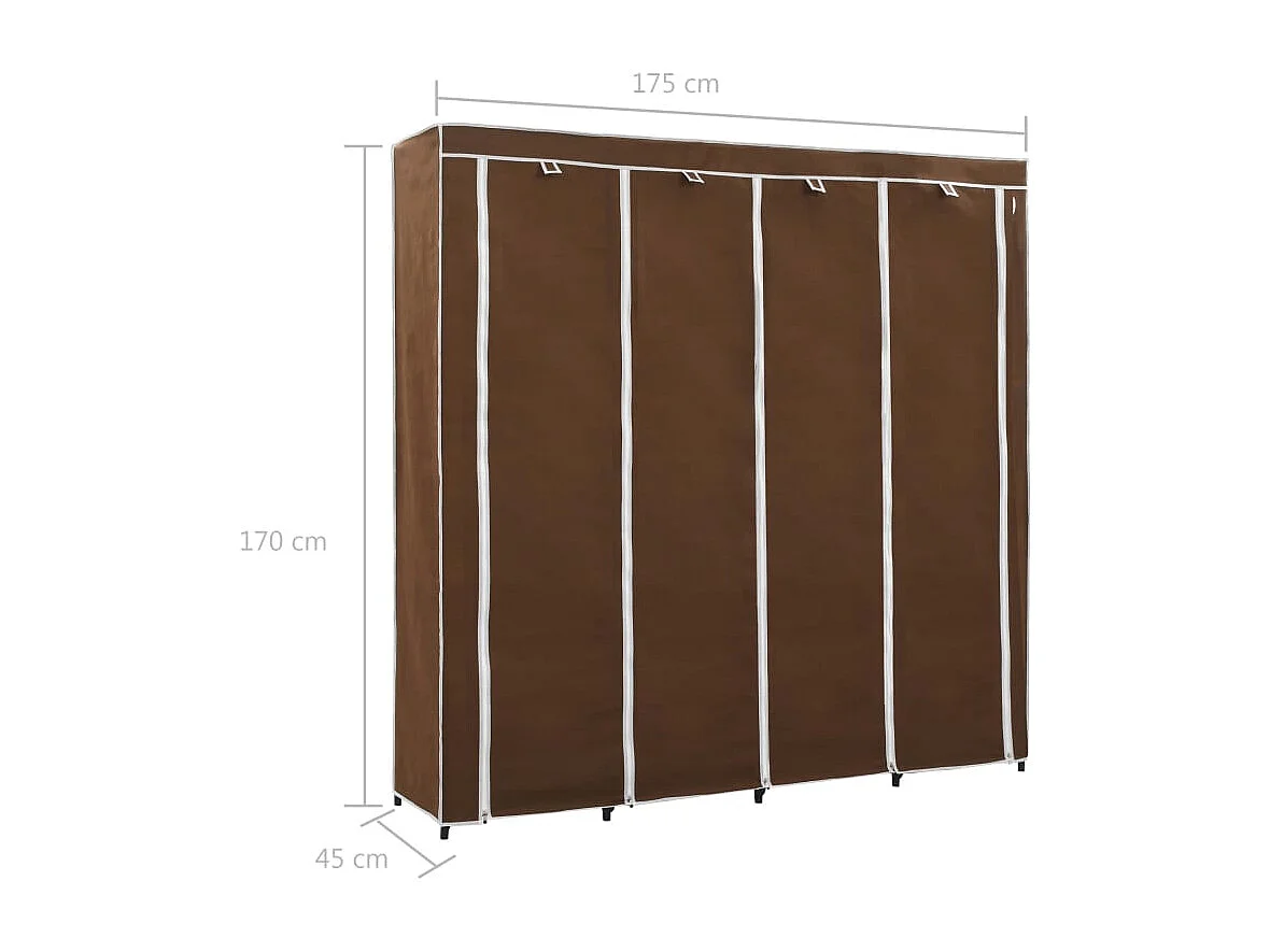 Garde-robe avec 4 compartiments Marron 175x45x170 cm