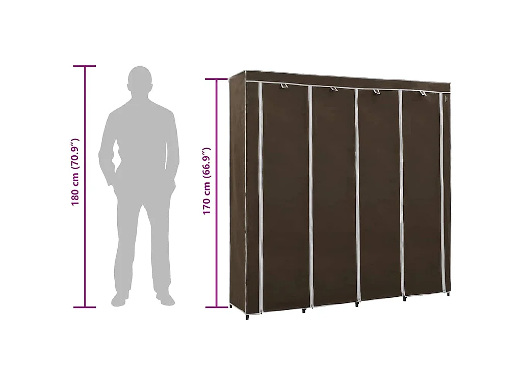 Guardaroba con 4 Scomparti Marrone 175x45x170 cm