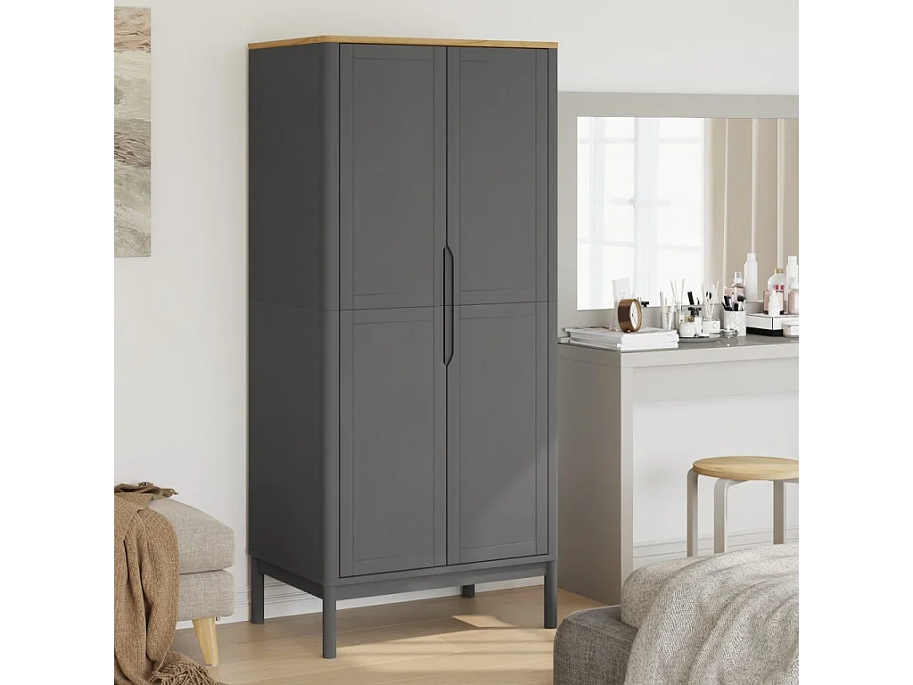 Kleiderschrank FLORO Grau 77x53x171 cm Massivholz Kiefer