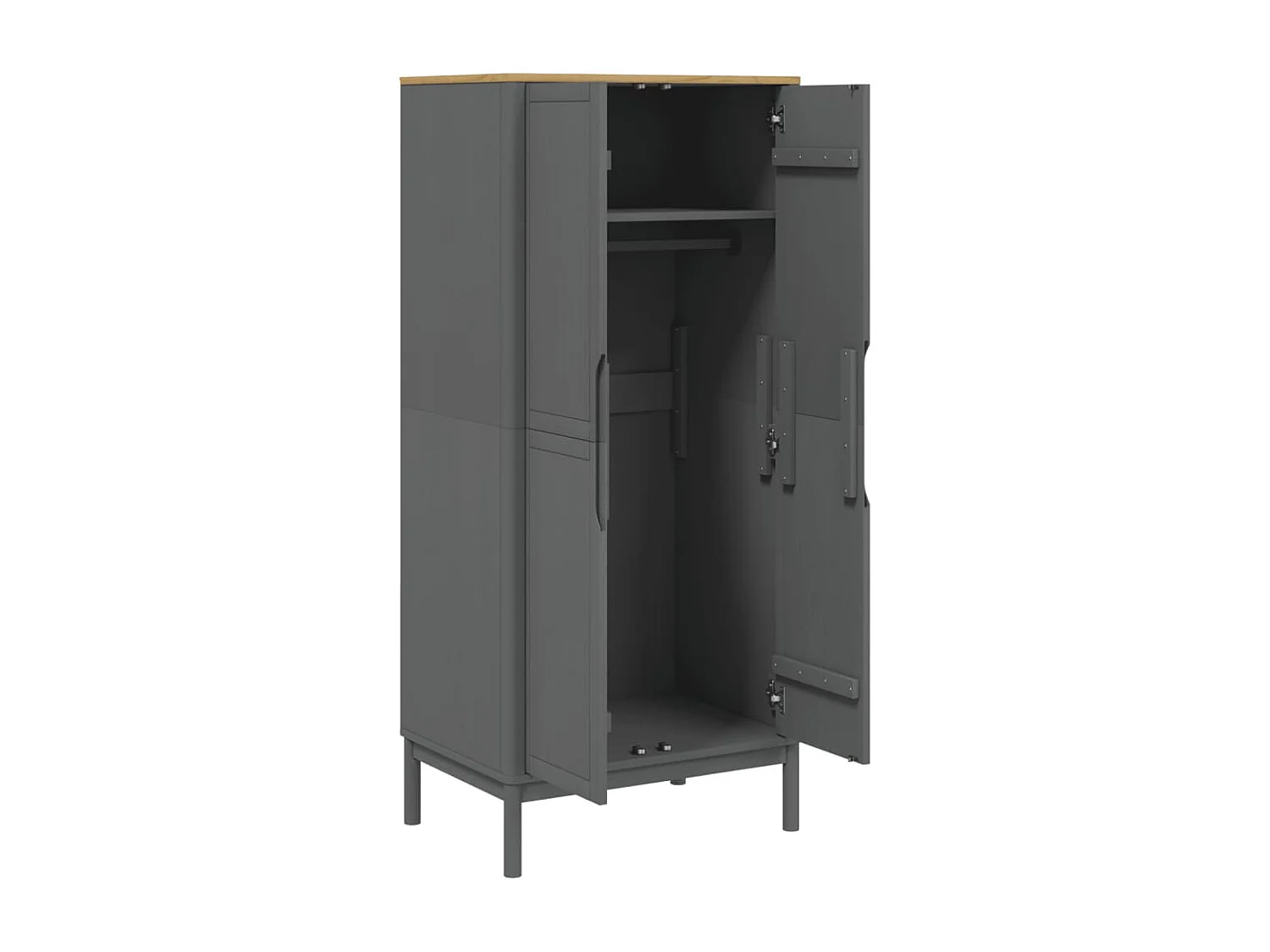 Kleiderschrank FLORO Grau 77x53x171 cm Massivholz Kiefer