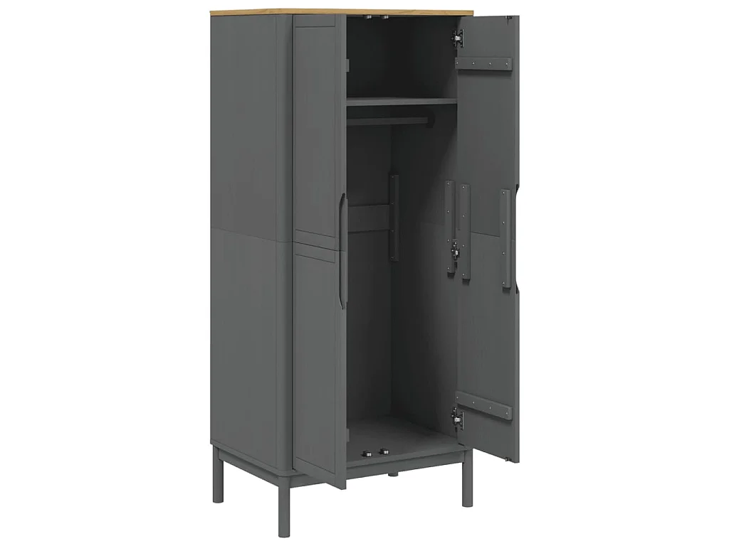 Garde-robe FLORO gris 77x53x171 cm bois massif de pin