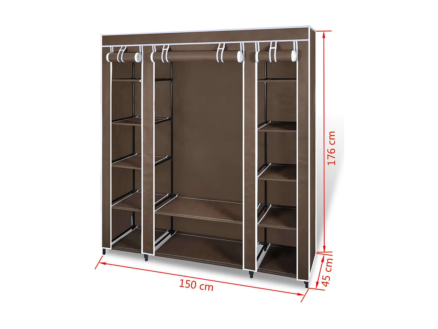 Armoire avec compartiments et tiges 45 x 150 x 176 cm Marron