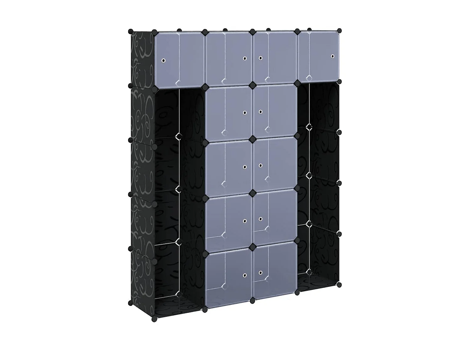 Modularer Schrank mit 14 Fächern schwarz/weiß 37x146x180,5cm