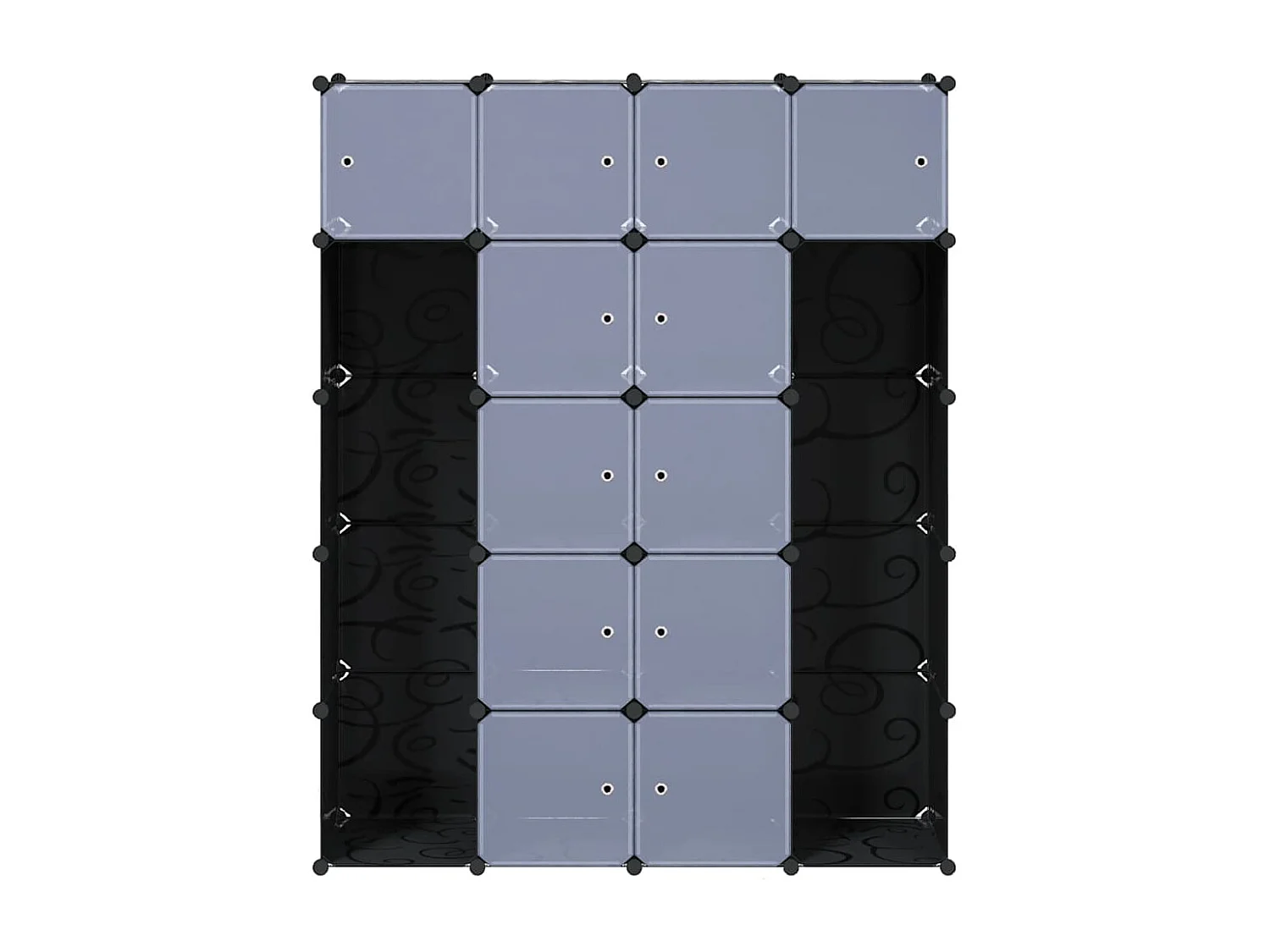 Modularer Schrank mit 14 Fächern schwarz/weiß 37x146x180,5cm