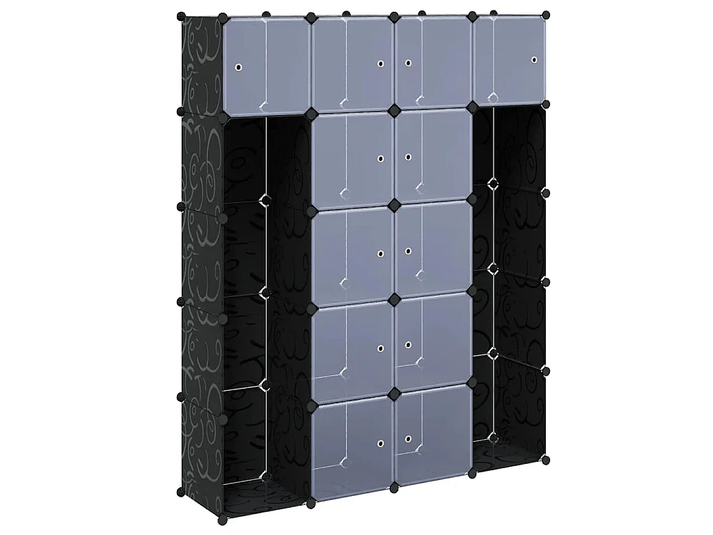 Modularer Schrank mit 14 Fächern schwarz/weiß 37x146x180,5cm