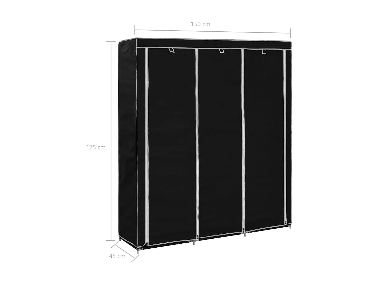 Armoire avec compartiments et barres Noir 150x45x175 cm Tissu