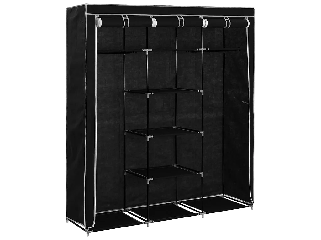 Armoire avec compartiments et barres Noir 150x45x175 cm Tissu