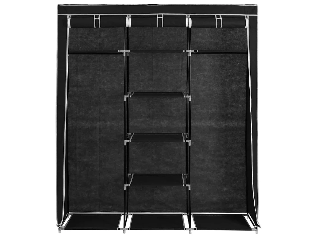 Armoire avec compartiments et barres Noir 150x45x175 cm Tissu