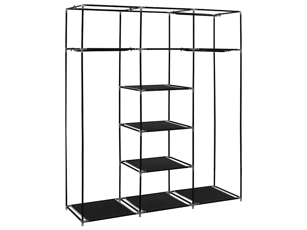 Armoire avec compartiments et barres Noir 150x45x175 cm Tissu